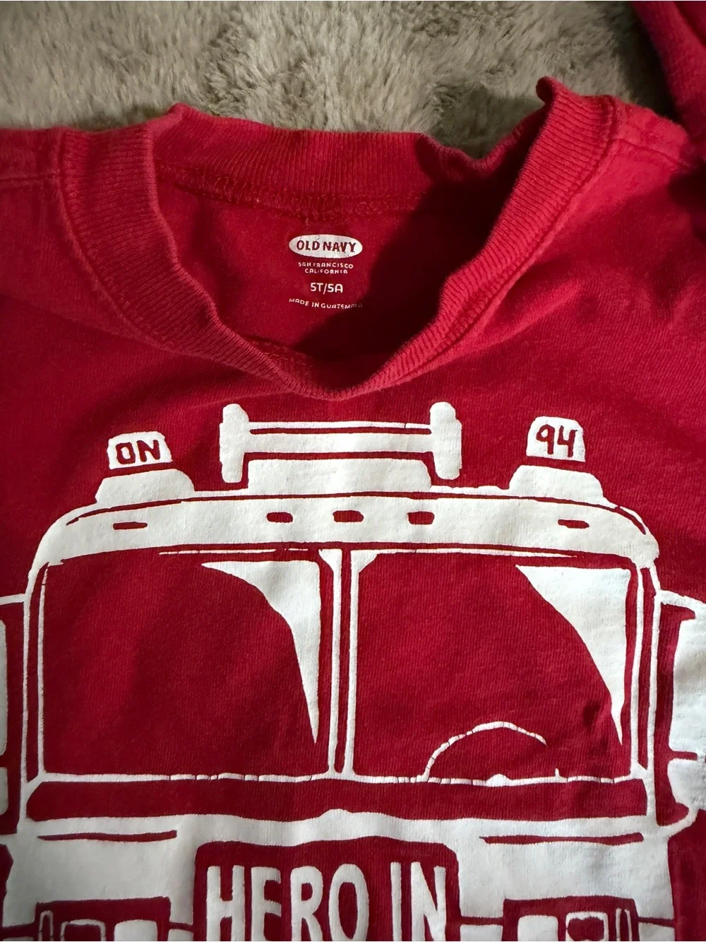 Kids Lot: Red & Navy Casual Tops and Pants firefighter theme